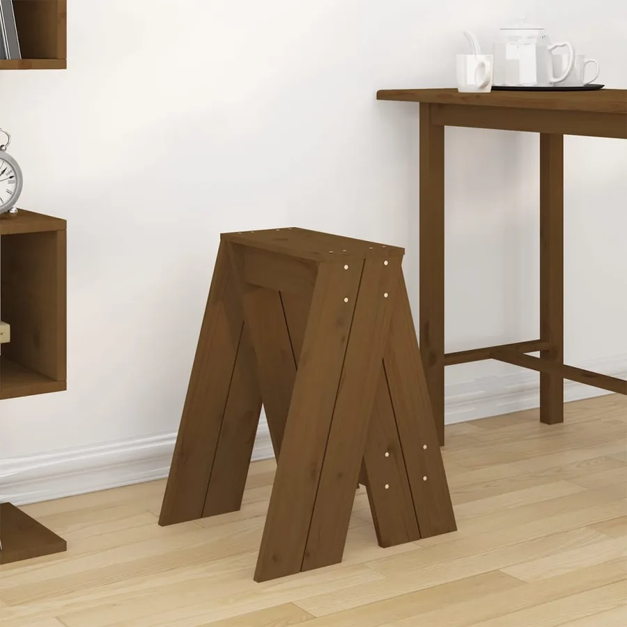 Tabourets lot de 2 marron miel 40x40x60 cm bois massif de pin - 3