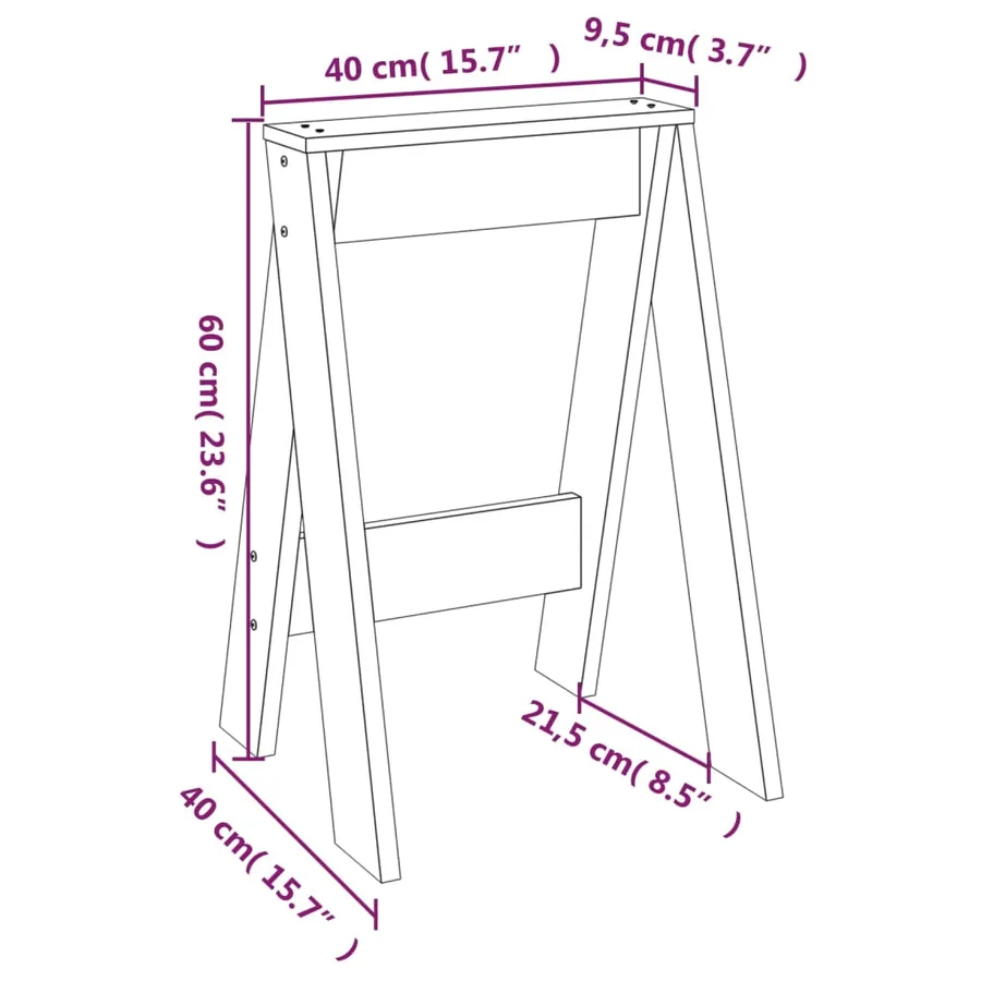 Tabourets lot de 2 marron miel 40x40x60 cm bois massif de pin - 9