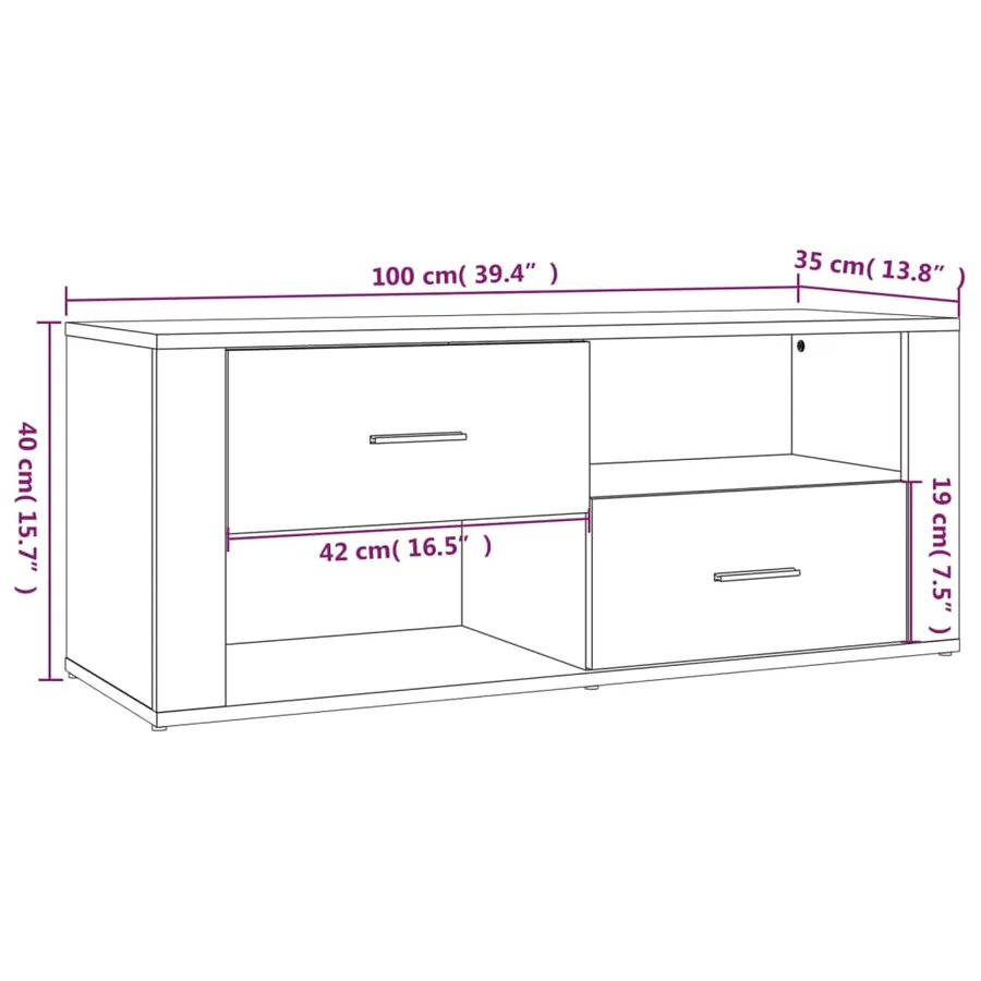 Meuble TV Chêne sonoma 100x35x40 cm Bois d'ingénierie - 10