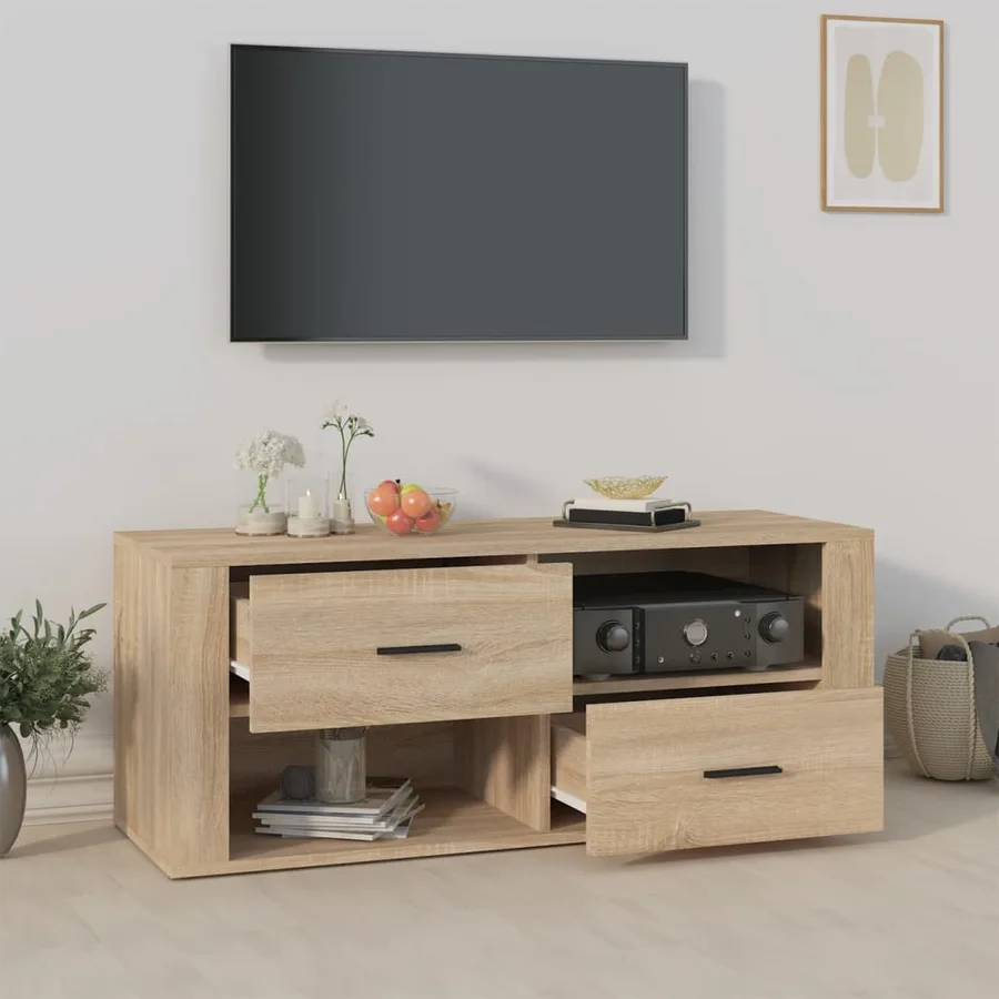 Meuble TV Chêne sonoma 100x35x40 cm Bois d'ingénierie - 3