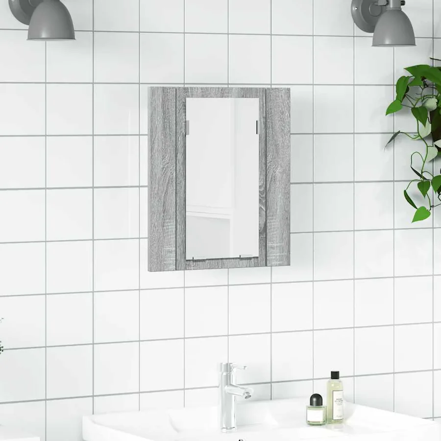 Armoire à miroir LED de salle de bain sonoma gris 40x12x45 cm