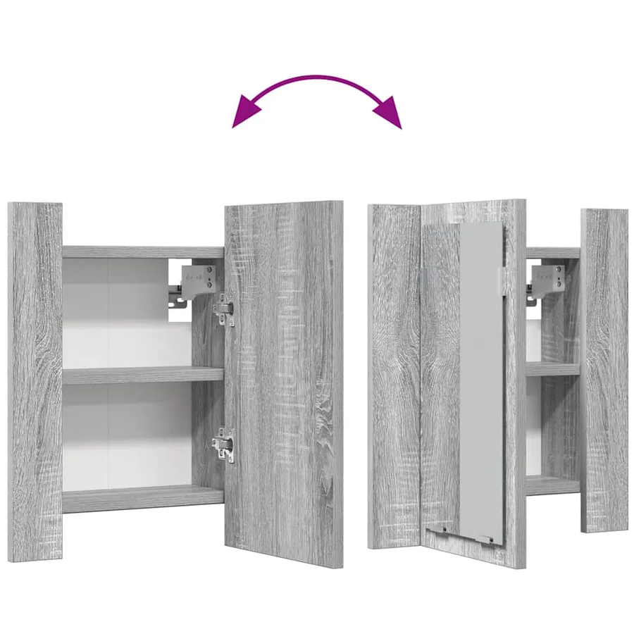 Armoire à miroir LED de salle de bain sonoma gris 40x12x45 cm - 11