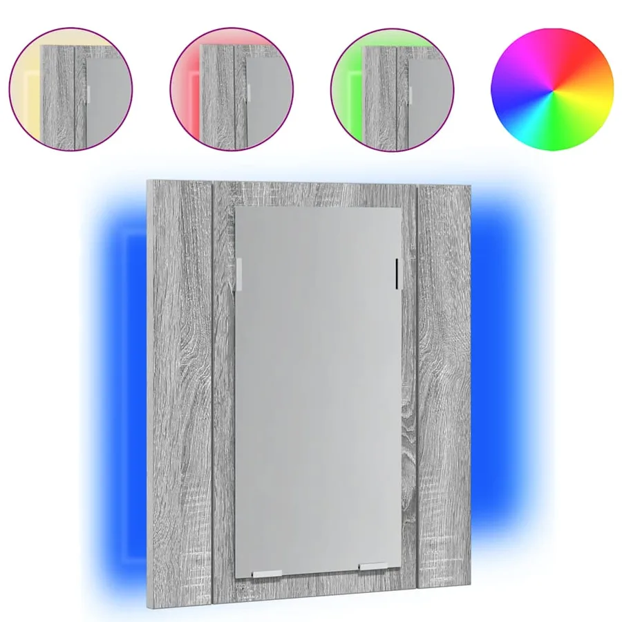 Armoire à miroir LED de salle de bain sonoma gris 40x12x45 cm - 2