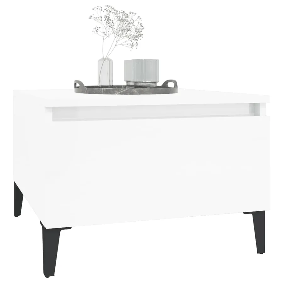 Tables d'appoint 2pcs Blanc brillant 50x46x35cm Bois ingénierie - 4