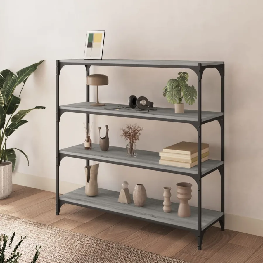 Bibliothèque Sonoma gris 100x33x100 cm Bois d'ingénierie acier - 3