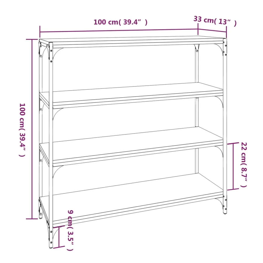 Bibliothèque Sonoma gris 100x33x100 cm Bois d'ingénierie acier - 9