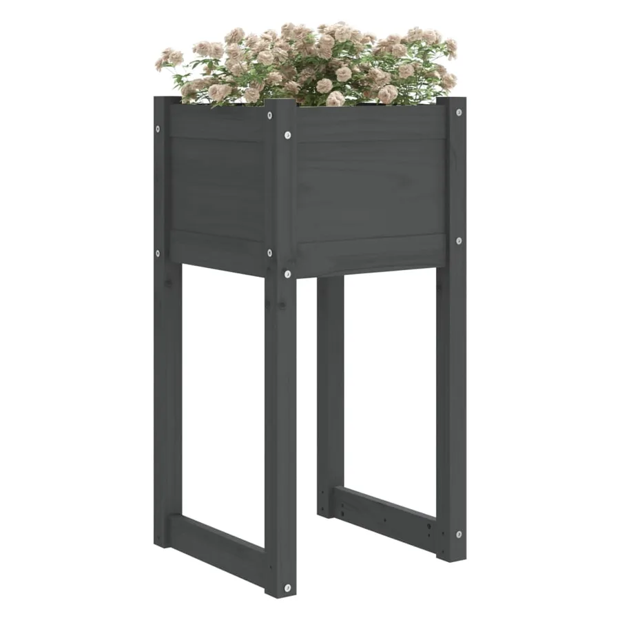 Jardinières 2 pcs Gris 40x40x81 cm Bois massif de pin - 3