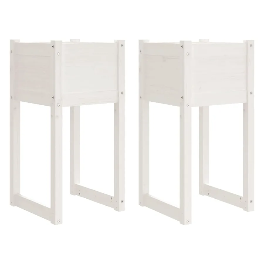 Jardinières 2 pcs Blanc 40x40x81 cm Bois massif de pin - 2