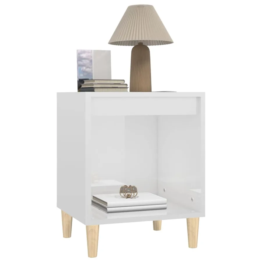 Tables de chevet 2 pcs Blanc brillant 40x35x50 cm - 4