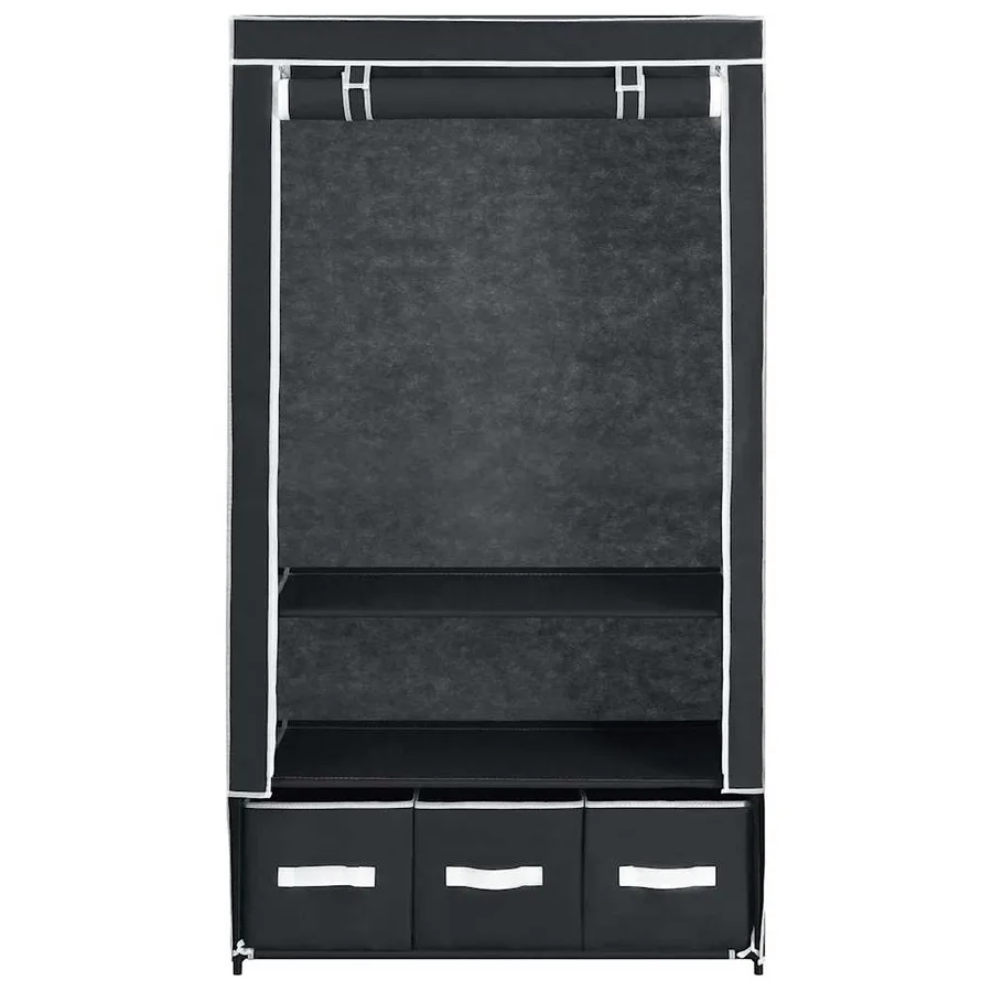 Garde-robe Noir 87 x 49 x 159 cm Tissu - 4