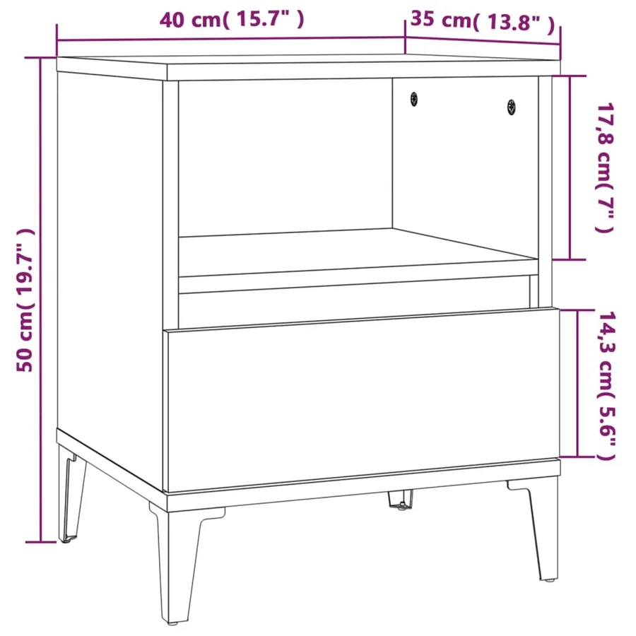 Tables de chevet 2 pcs Sonoma gris 40x35x50 cm - 11