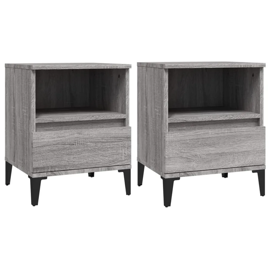 Tables de chevet 2 pcs Sonoma gris 40x35x50 cm - 2