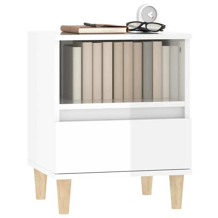 Tables de chevet 2 pcs Blanc brillant 40x35x50 cm - 4