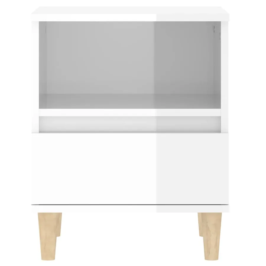 Tables de chevet 2 pcs Blanc brillant 40x35x50 cm - 7