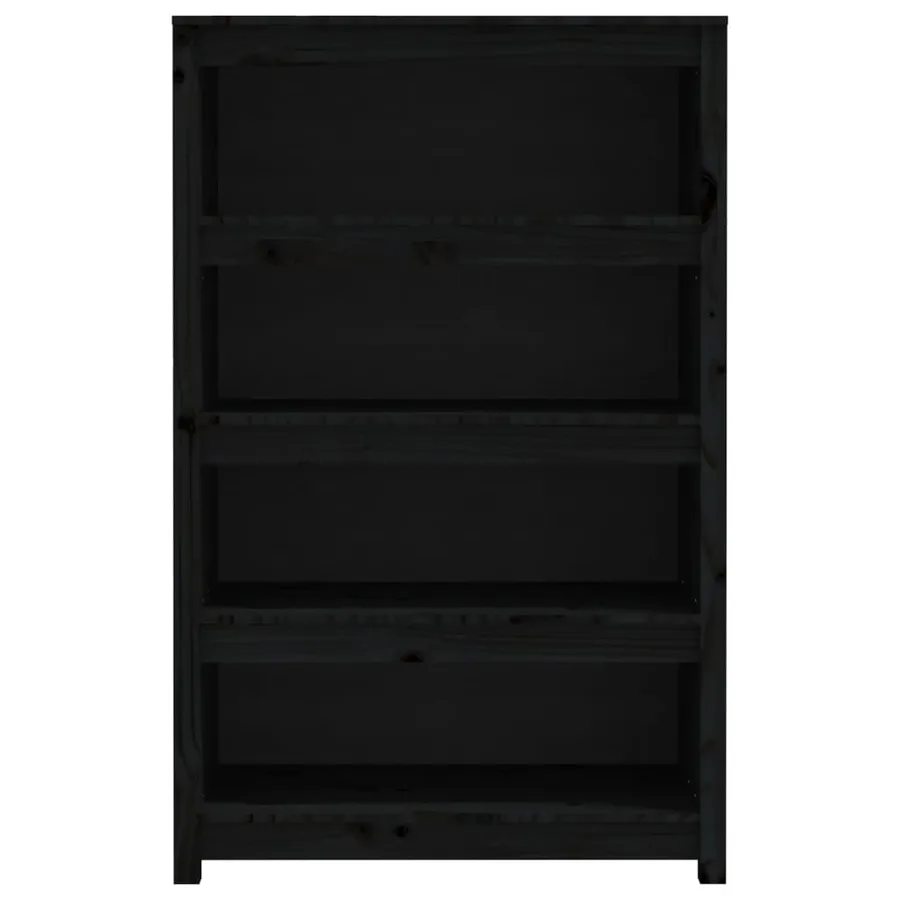 Bibliothèque Noir 80x35x126 cm Bois de pin massif - 5