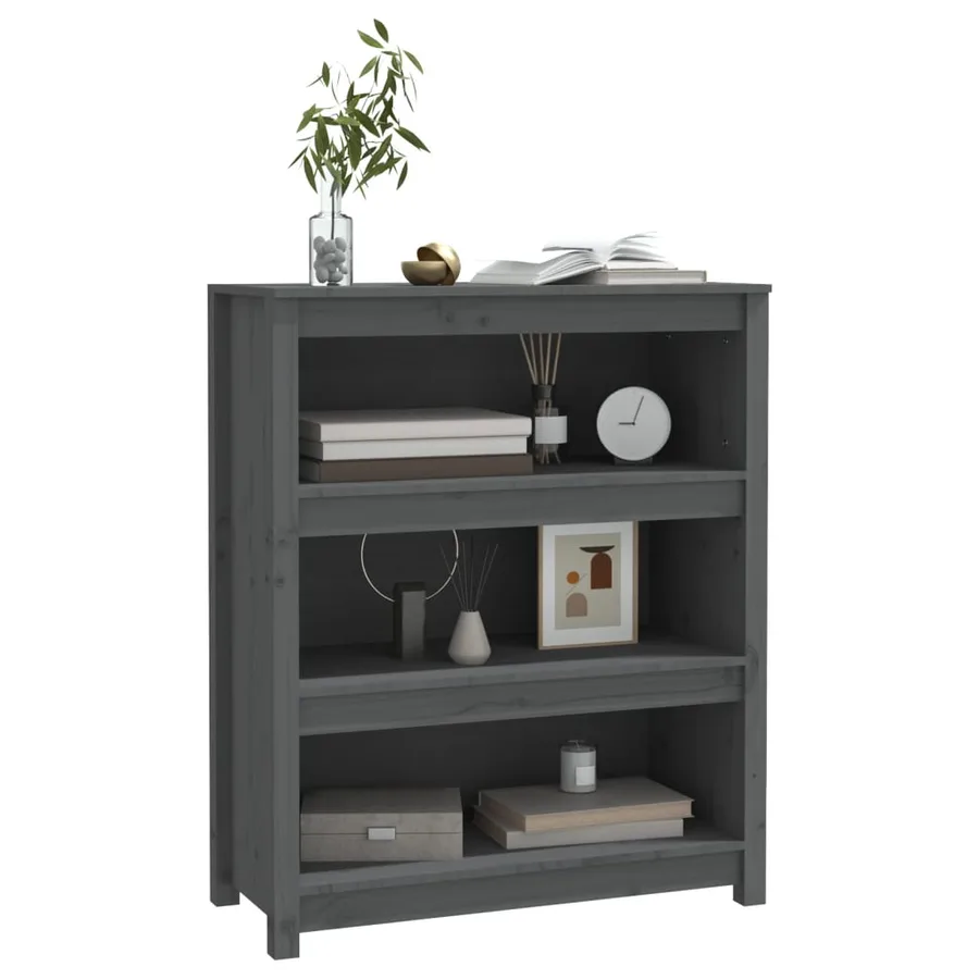 Bibliothèque Gris 80x35x97 cm Bois de pin massif - 4