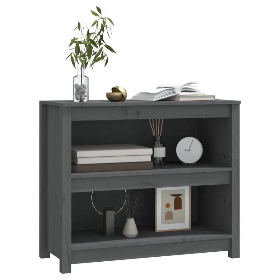 Bibliothèque Gris 80x35x68 cm Bois de pin massif - 4