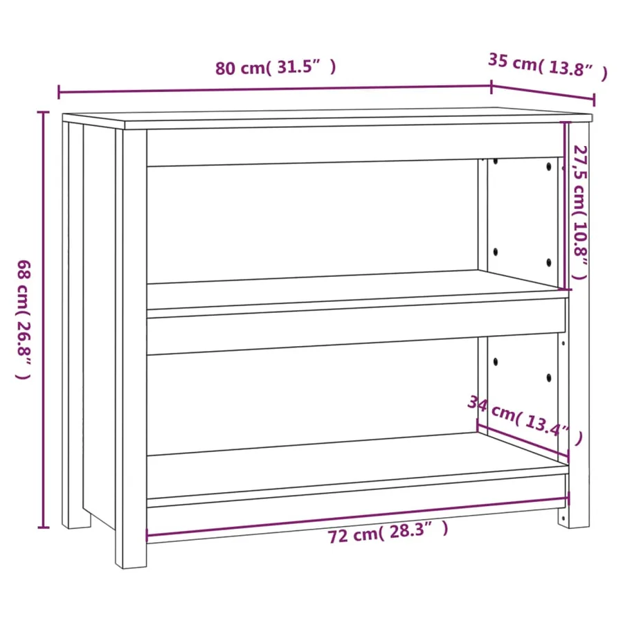 Bibliothèque Gris 80x35x68 cm Bois de pin massif - 8