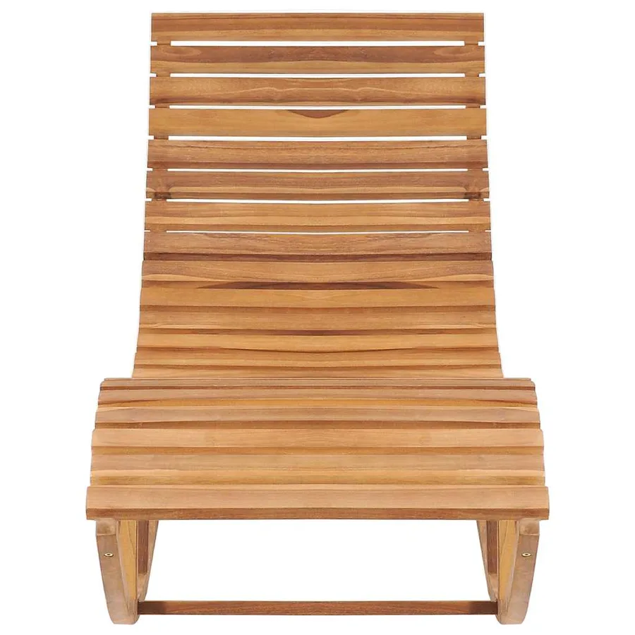 Chaise longue à bascule avec coussin Bois de teck solide - 3