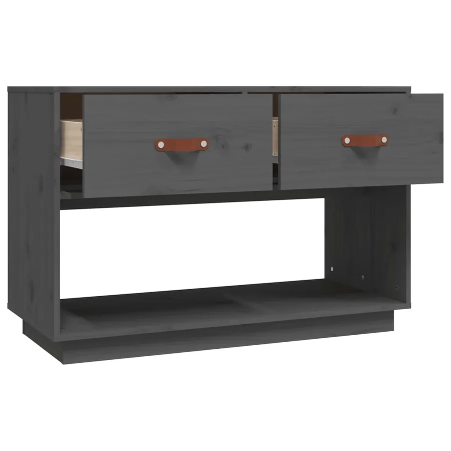 Meuble TV Gris 90x40x60 cm Bois de pin massif - 8