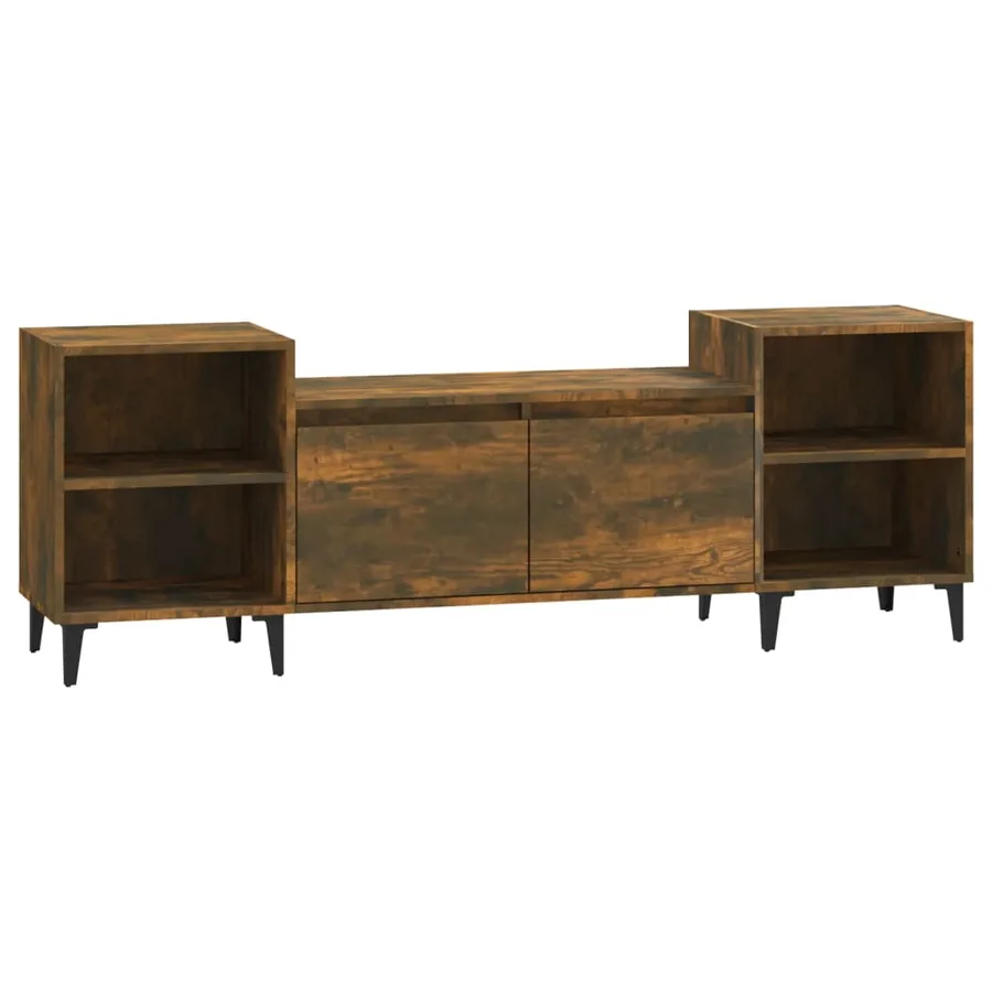 Meuble TV Chêne fumé 160x35x55 cm Bois d'ingénierie - 2