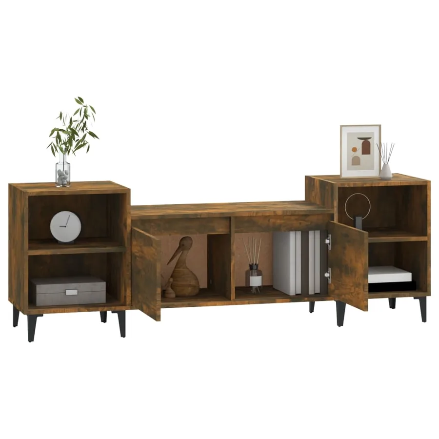Meuble TV Chêne fumé 160x35x55 cm Bois d'ingénierie - 4