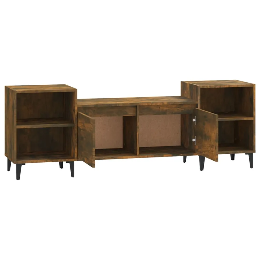 Meuble TV Chêne fumé 160x35x55 cm Bois d'ingénierie - 6