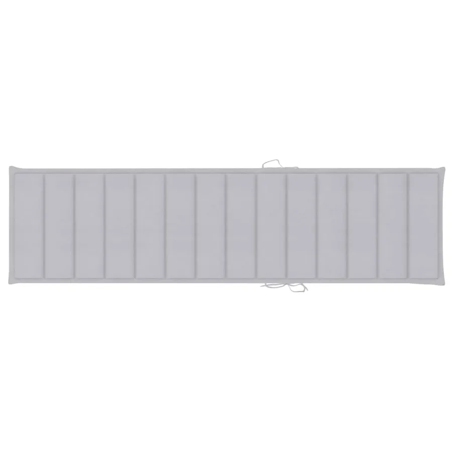 Chaise longue avec coussin gris Bois de teck solide - 14