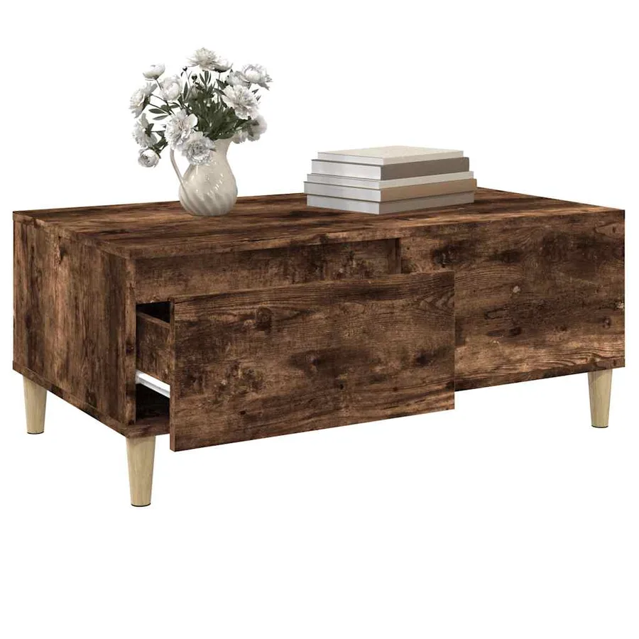 Table basse Chêne fumé 90x50x36,5 cm Bois d'ingénierie - 5