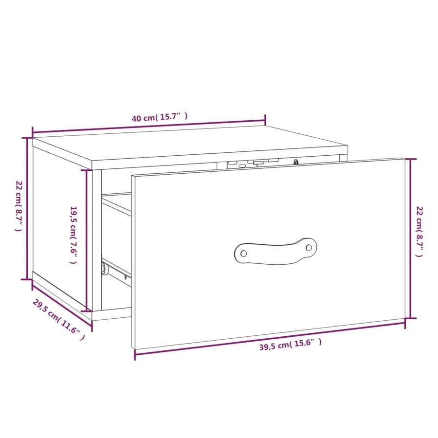Table de chevet murale Blanc 40x29,5x22 cm - 9