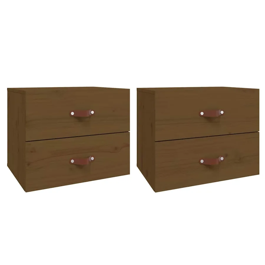Tables de chevet murales 2 pcs Marron miel 50x36x40 cm - 2