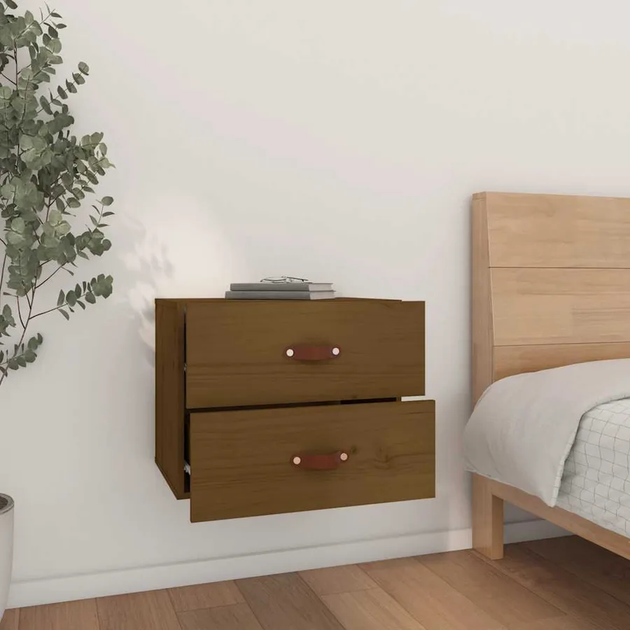 Tables de chevet murales 2 pcs Marron miel 50x36x40 cm - 3