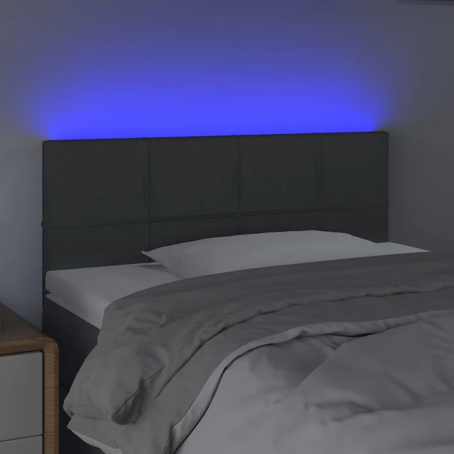 Tête de lit à LED Gris foncé 90x5x78/88 cm Tissu - 3