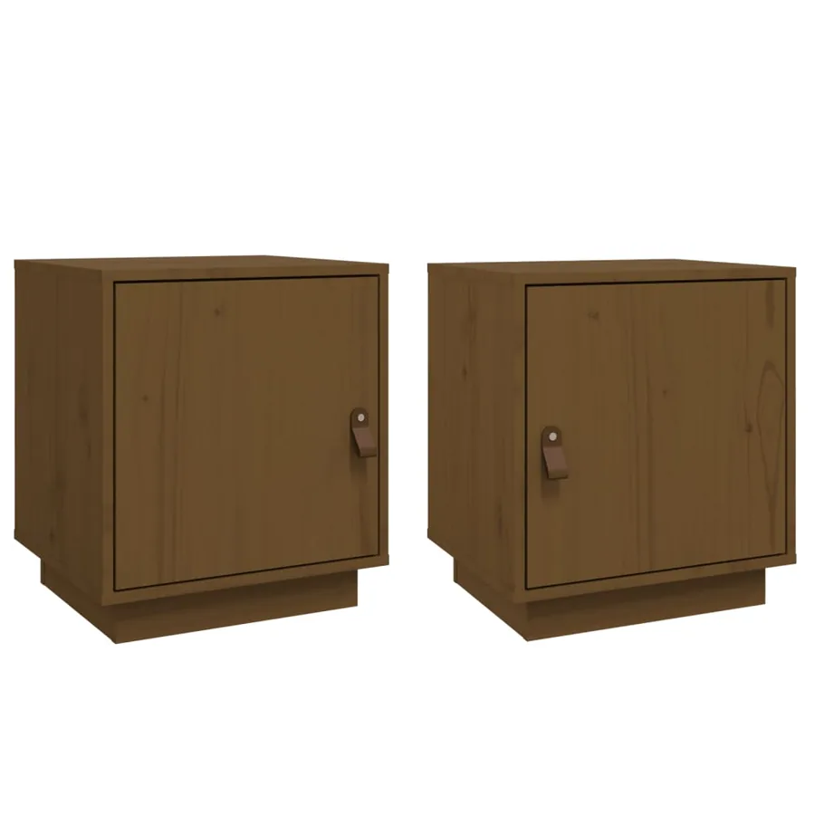 Tables de chevet 2pcs Marron miel 40x34x45cm Bois de pin massif - 2