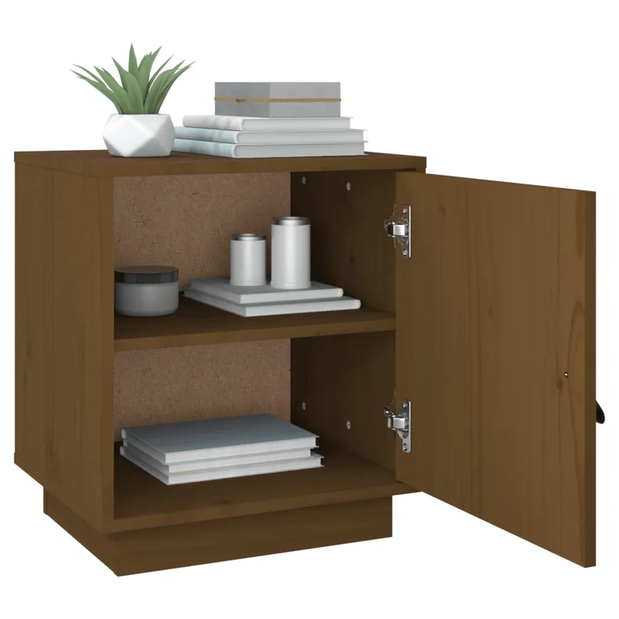 Tables de chevet 2pcs Marron miel 40x34x45cm Bois de pin massif - 5