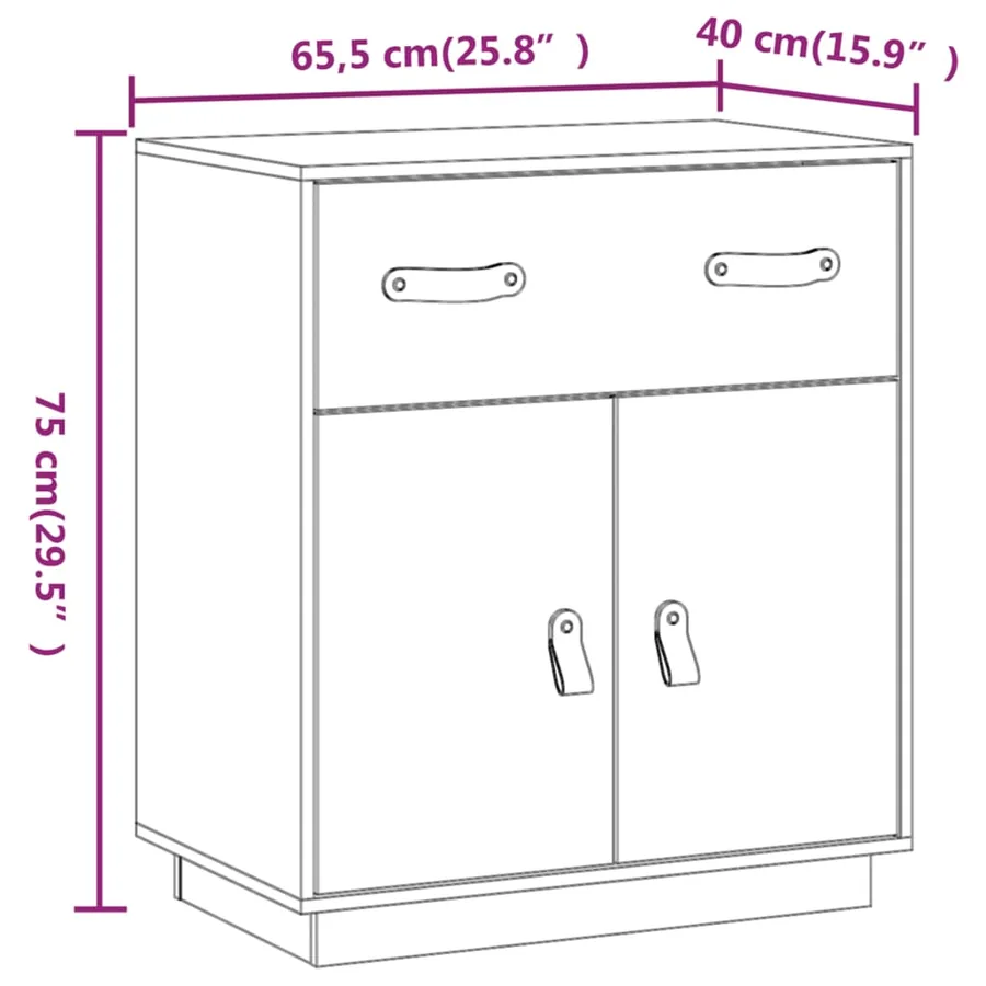 Buffet Gris 65,5x40x75 cm Bois massif de pin - 9