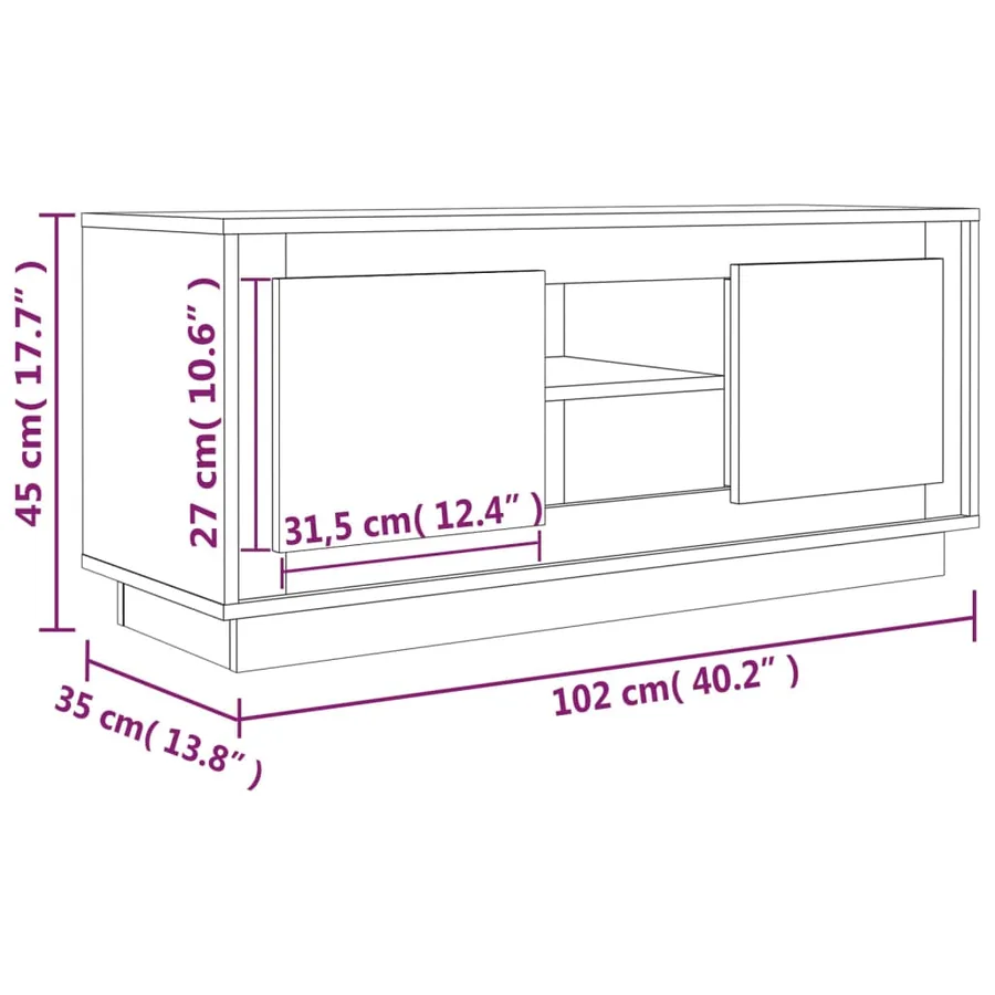 Meuble TV gris béton 102x35x45 cm bois d'ingénierie - 10