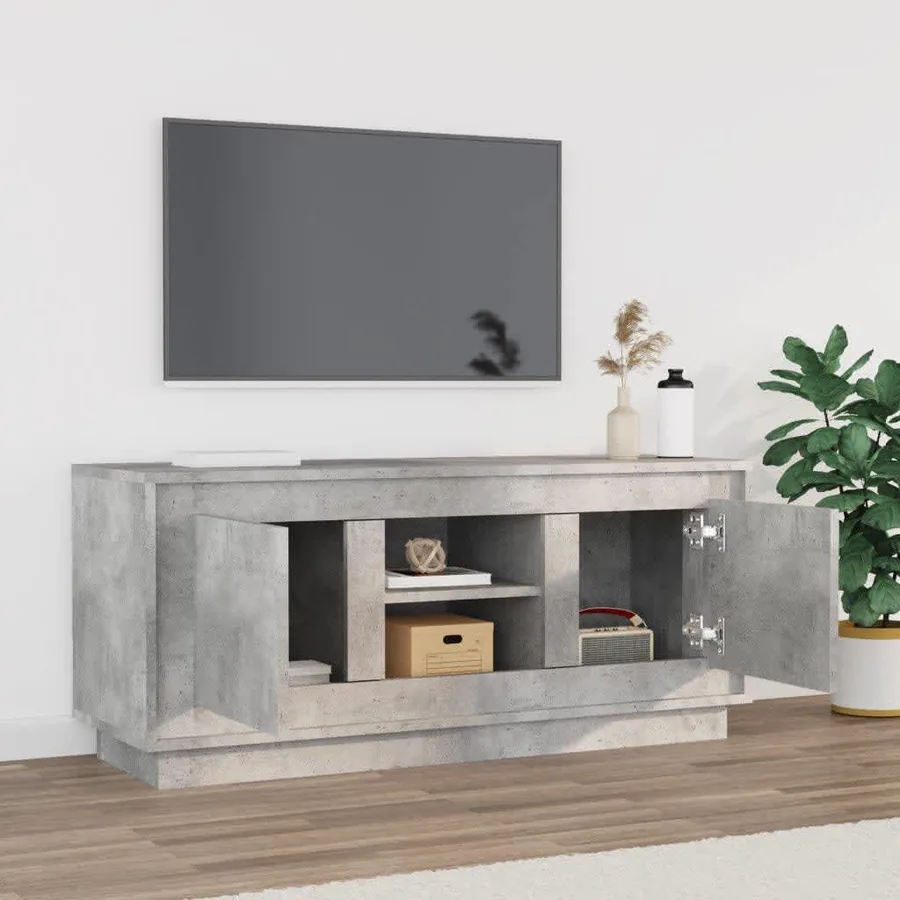 Meuble TV gris béton 102x35x45 cm bois d'ingénierie - 3