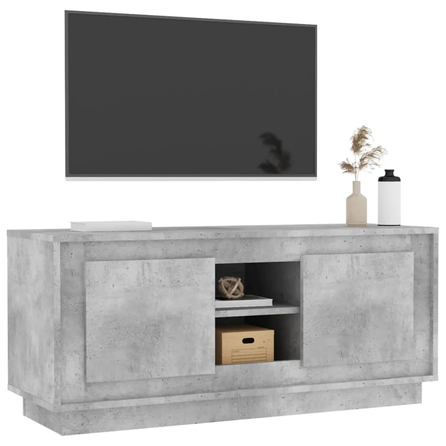 Meuble TV gris béton 102x35x45 cm bois d'ingénierie - 4