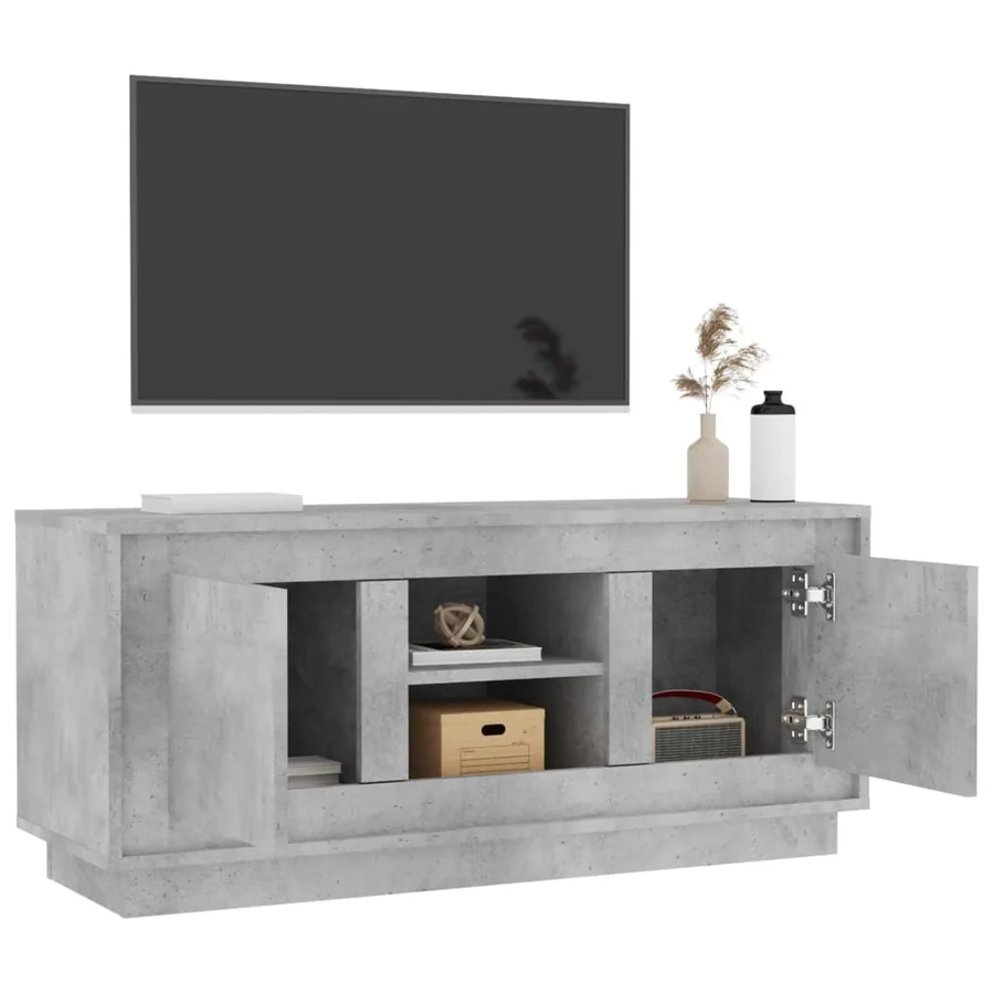 Meuble TV gris béton 102x35x45 cm bois d'ingénierie - 5