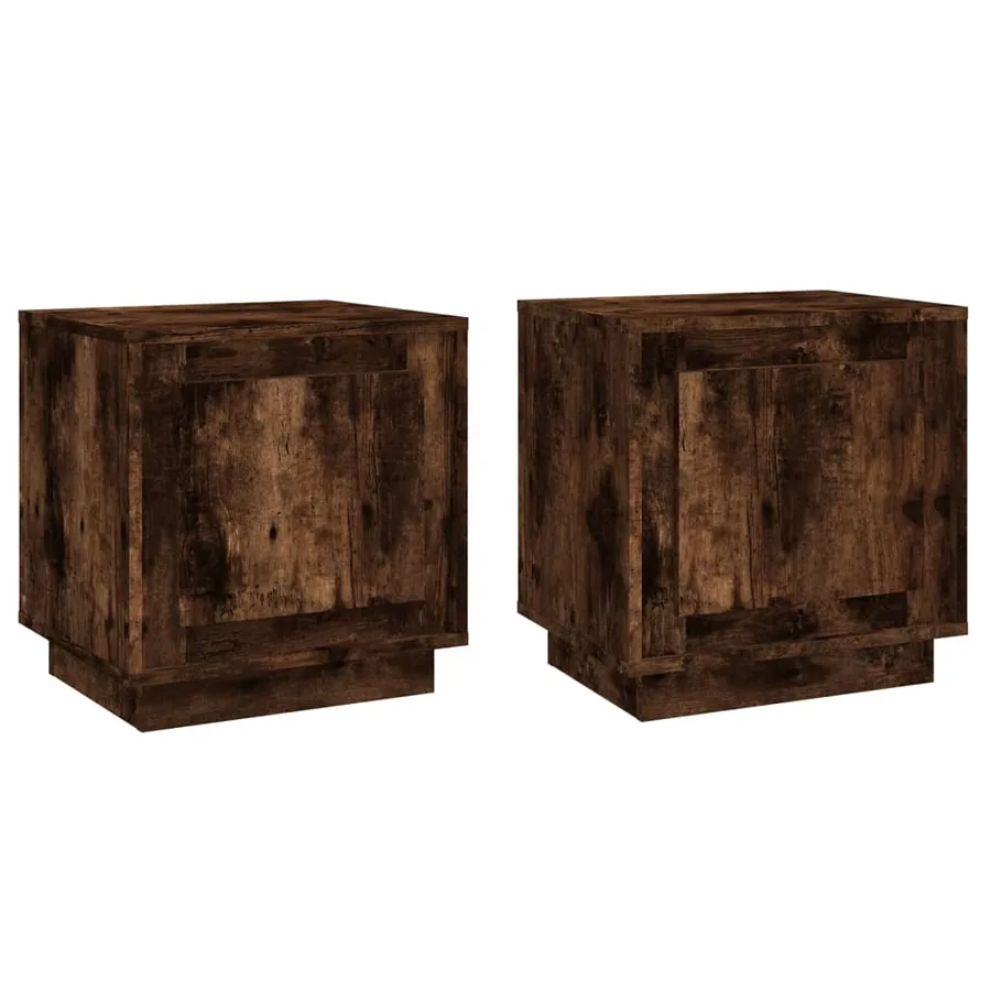 Tables de chevet 2 pcs chêne fumé 44x35x45 cm bois d'ingénierie - 2