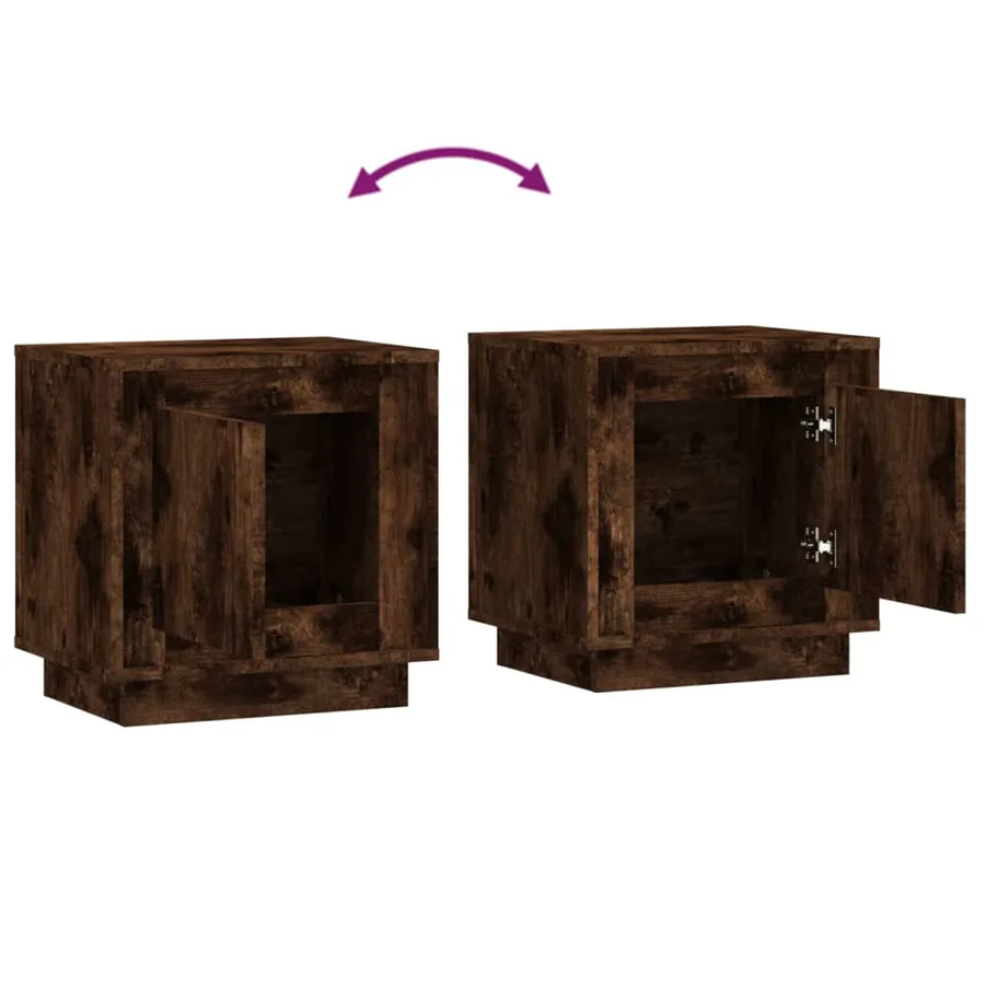 Tables de chevet 2 pcs chêne fumé 44x35x45 cm bois d'ingénierie - 9