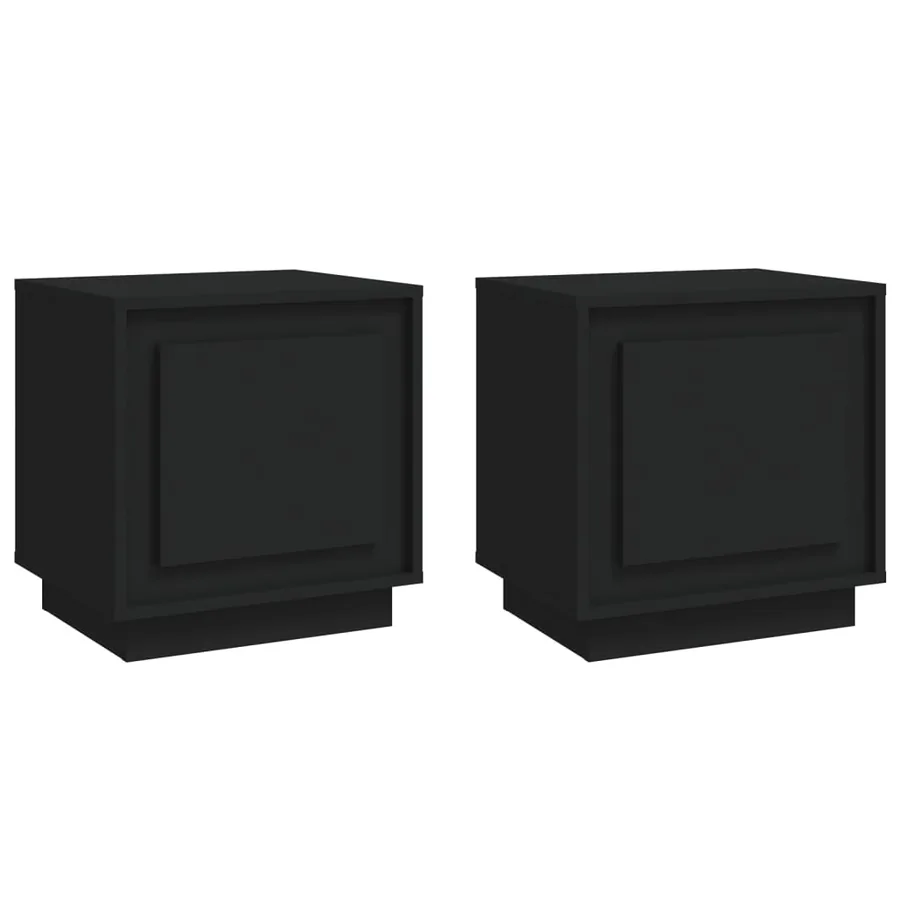 Tables de chevet 2 pcs noir 44x35x45 cm bois d'ingénierie - 2