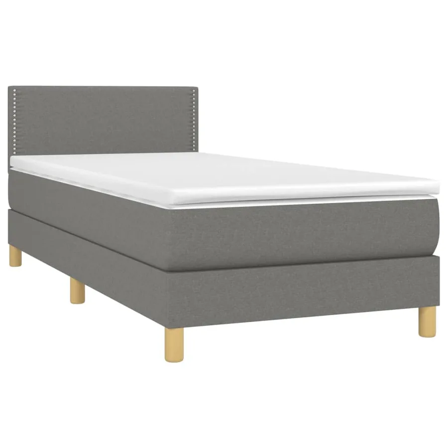 Sommier à lattes de lit avec matelas et LED Gris foncé 80x200cm - 3