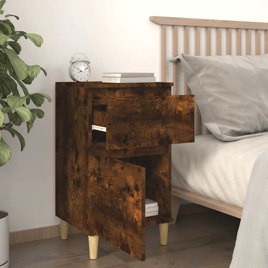 Tables de chevet 2 pcs chêne fumé 40x35x70 cm - 3