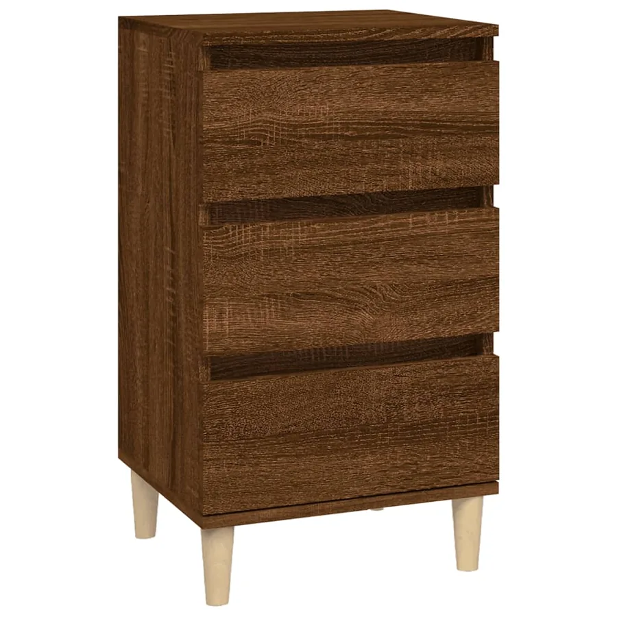 Table de chevet chêne marron 40x35x70 cm bois d'ingénierie - 2