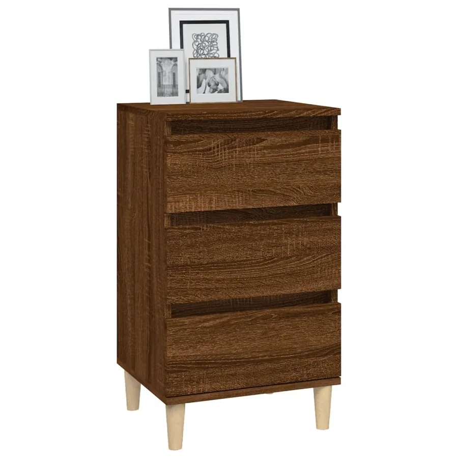 Table de chevet chêne marron 40x35x70 cm bois d'ingénierie - 4