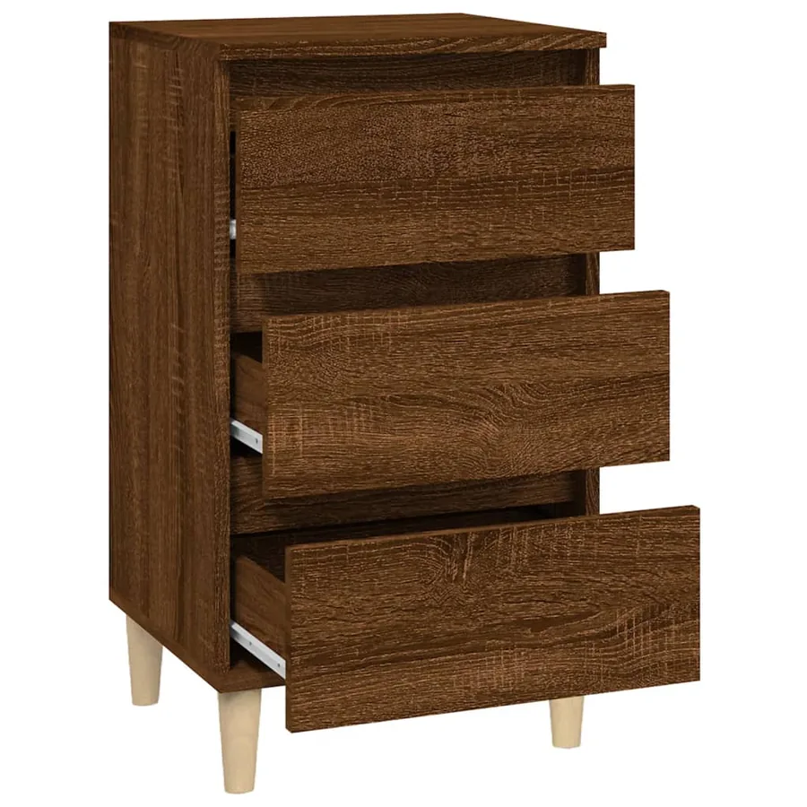 Table de chevet chêne marron 40x35x70 cm bois d'ingénierie - 7