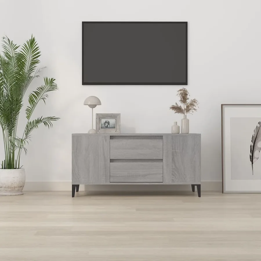 Meuble TV Sonoma gris 102x44,5x50 cm Bois d'ingénierie - 3