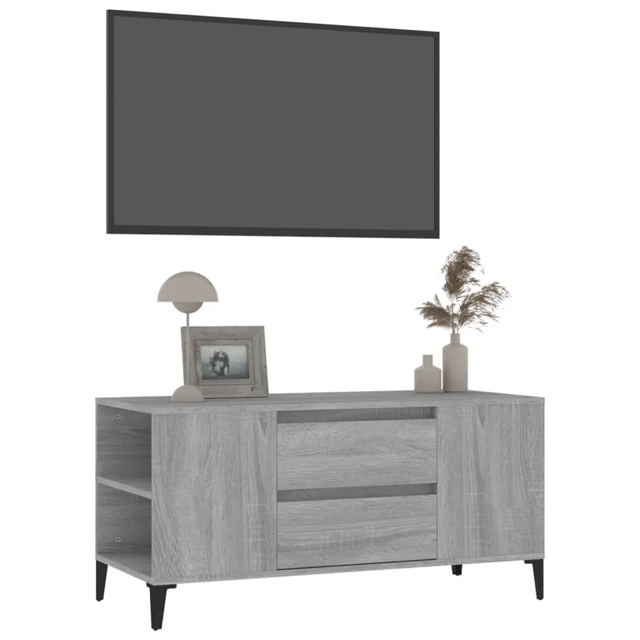 Meuble TV Sonoma gris 102x44,5x50 cm Bois d'ingénierie - 4